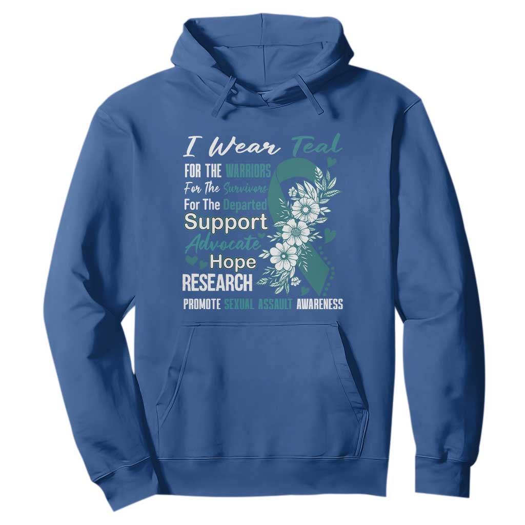 Sexual Assault Awareness Hoodie Teal Ribbon Flower TS14 Royal Blue Print Your Wear