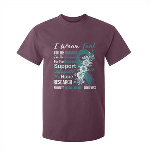 Sexual Assault Awareness T Shirt For Kid Teal Ribbon Flower TS14 Maroon Print Your Wear