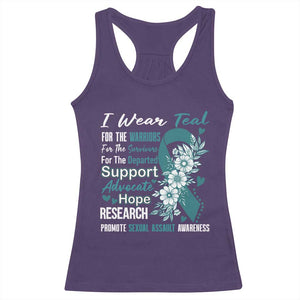 Sexual Assault Awareness Racerback Tank Top Teal Ribbon Flower TS14 Purple Print Your Wear