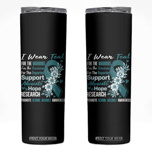 Sexual Assault Awareness Skinny Tumbler Teal Ribbon Flower TS14 Black Print Your Wear