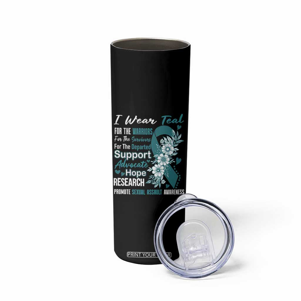 Sexual Assault Awareness Skinny Tumbler Teal Ribbon Flower TS14 Print Your Wear
