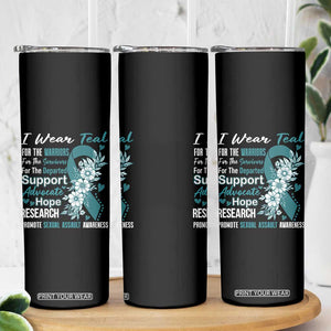 Sexual Assault Awareness Skinny Tumbler Teal Ribbon Flower TS14 Print Your Wear