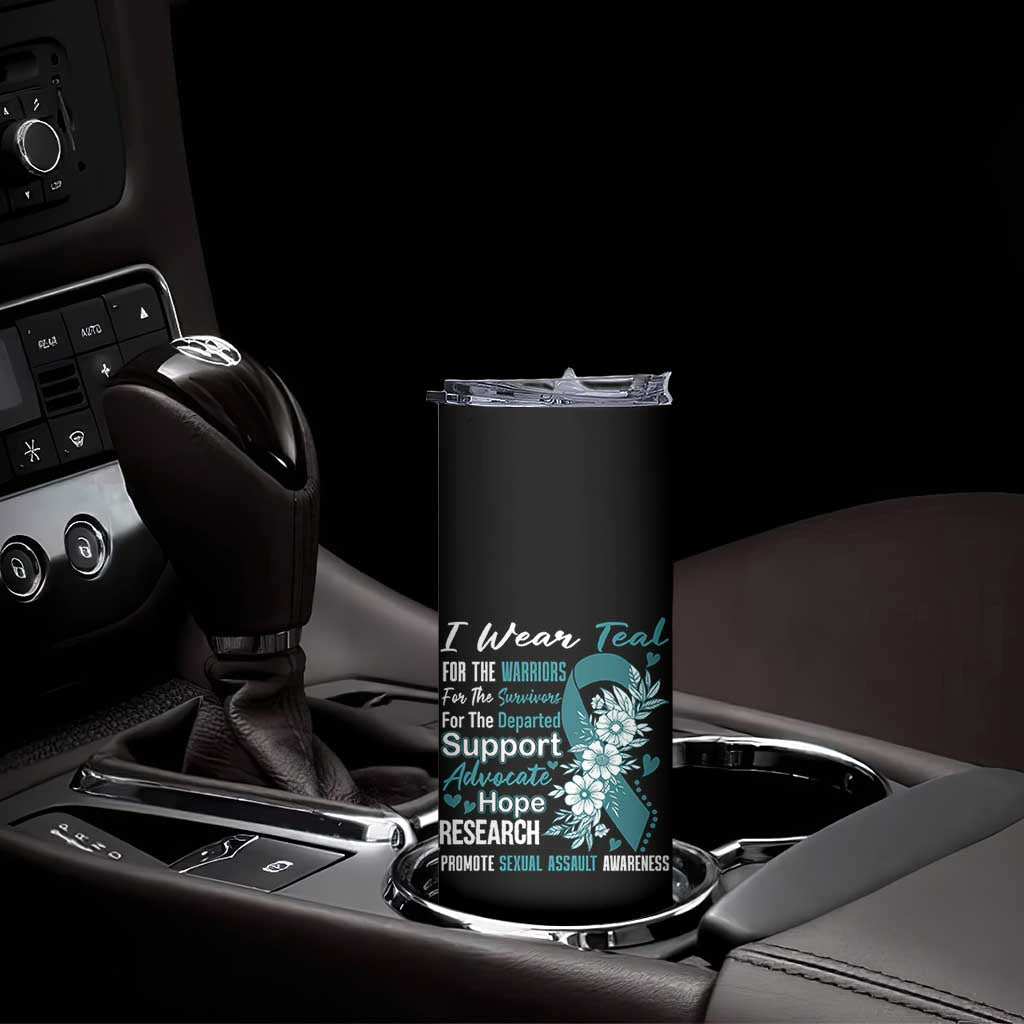 Sexual Assault Awareness Skinny Tumbler Teal Ribbon Flower TS14 Print Your Wear
