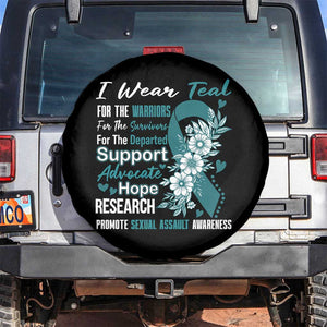 Sexual Assault Awareness Spare Tire Cover Teal Ribbon Flower TS14 No hole Black Print Your Wear