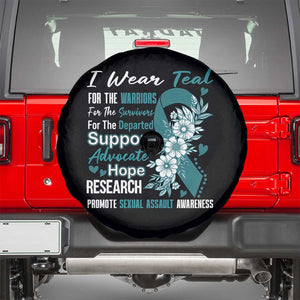 Sexual Assault Awareness Spare Tire Cover Teal Ribbon Flower TS14 Black Print Your Wear