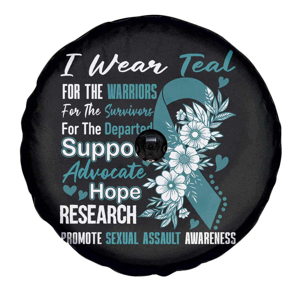 Sexual Assault Awareness Spare Tire Cover Teal Ribbon Flower TS14 Print Your Wear