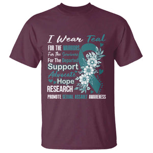 Sexual Assault Awareness T Shirt Teal Ribbon Flower TS14 Maroon Print Your Wear