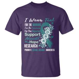 Sexual Assault Awareness T Shirt Teal Ribbon Flower TS14 Purple Print Your Wear
