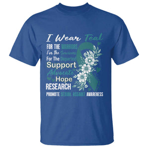 Sexual Assault Awareness T Shirt Teal Ribbon Flower TS14 Royal Blue Print Your Wear