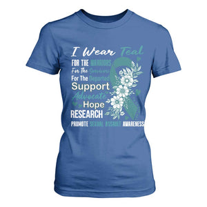 Sexual Assault Awareness T Shirt For Women Teal Ribbon Flower TS14 Royal Blue Print Your Wear