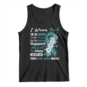 Sexual Assault Awareness Tank Top Teal Ribbon Flower TS14 Black Print Your Wear