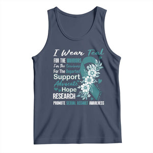 Sexual Assault Awareness Tank Top Teal Ribbon Flower TS14 Navy Print Your Wear