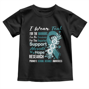 Sexual Assault Awareness Toddler T Shirt Teal Ribbon Flower TS14 Black Print Your Wear