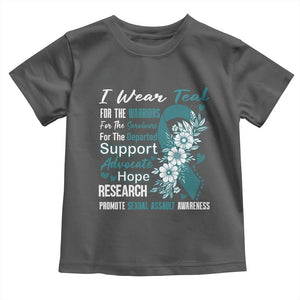 Sexual Assault Awareness Toddler T Shirt Teal Ribbon Flower TS14 Dark Heather Print Your Wear