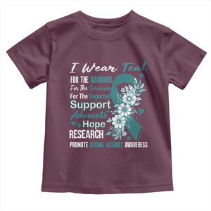 Sexual Assault Awareness Toddler T Shirt Teal Ribbon Flower TS14 Maroon Print Your Wear