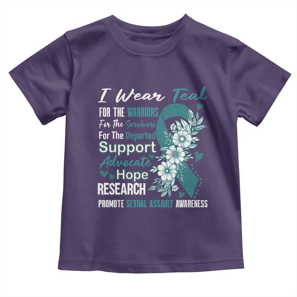 Sexual Assault Awareness Toddler T Shirt Teal Ribbon Flower TS14 Purple Print Your Wear