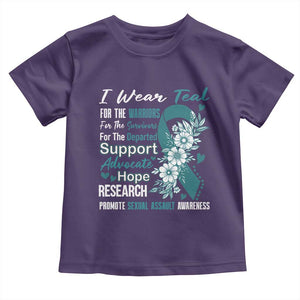 Sexual Assault Awareness Toddler T Shirt Teal Ribbon Flower TS14 Purple Print Your Wear
