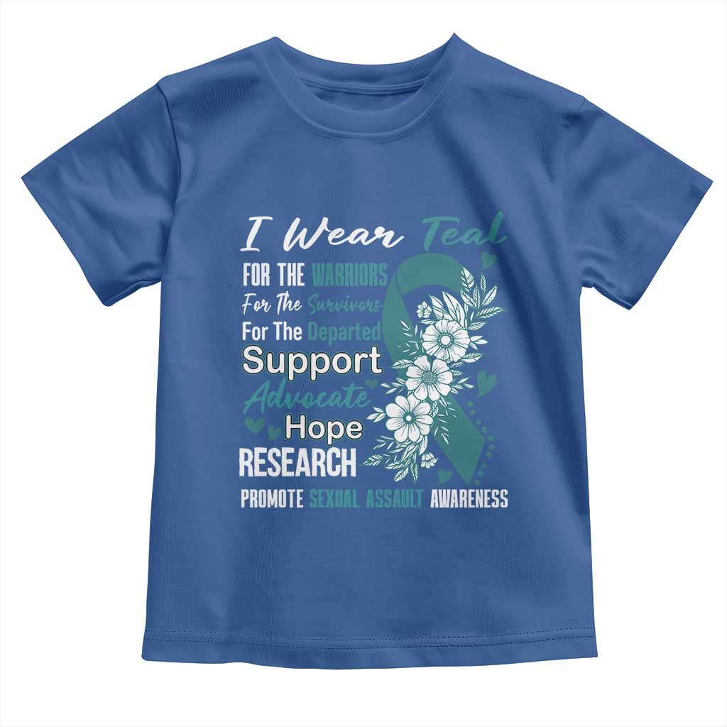 Sexual Assault Awareness Toddler T Shirt Teal Ribbon Flower TS14 Royal Blue Print Your Wear