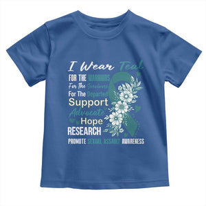 Sexual Assault Awareness Toddler T Shirt Teal Ribbon Flower TS14 Royal Blue Print Your Wear