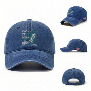 Sexual Assault Awareness Washed Cotton Baseball Cap Teal Ribbon Flower TS14 Washed Cap Universal Fit Royal Blue Print Your Wear