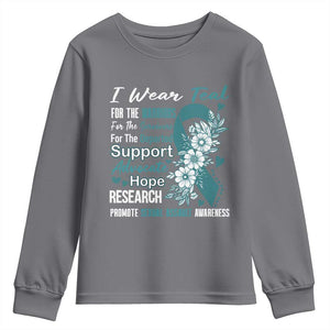 Sexual Assault Awareness Youth Sweatshirt Teal Ribbon Flower TS14 Charcoal Print Your Wear