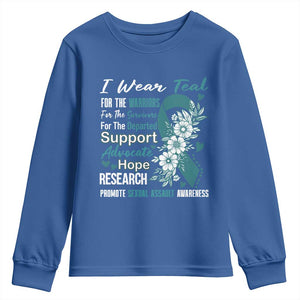 Sexual Assault Awareness Youth Sweatshirt Teal Ribbon Flower TS14 Royal Blue Print Your Wear