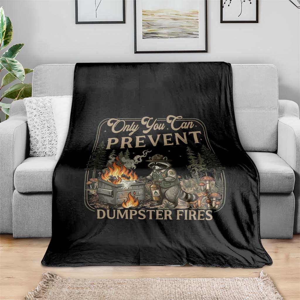 Only You Can Prevent Dumpster Fires Throw Blanket Funny Raccoon Mental Health Meme TS14 Print Your Wear