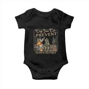 Only You Can Prevent Dumpster Fires Baby Onesie Funny Raccoon Mental Health Meme TS14 Black Print Your Wear
