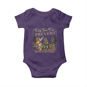Only You Can Prevent Dumpster Fires Baby Onesie Funny Raccoon Mental Health Meme TS14 Purple Print Your Wear