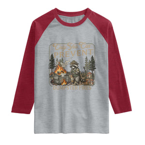 Only You Can Prevent Dumpster Fires Raglan Shirt Funny Raccoon Mental Health Meme TS14 Heather Gray Heather Red Print Your Wear