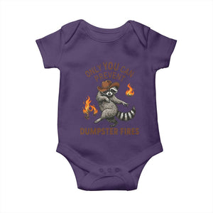 Only You Can Prevent Dumpster Fires Baby Onesie Funny Raccoon Sarcastic Humor TS14 Purple Print Your Wear