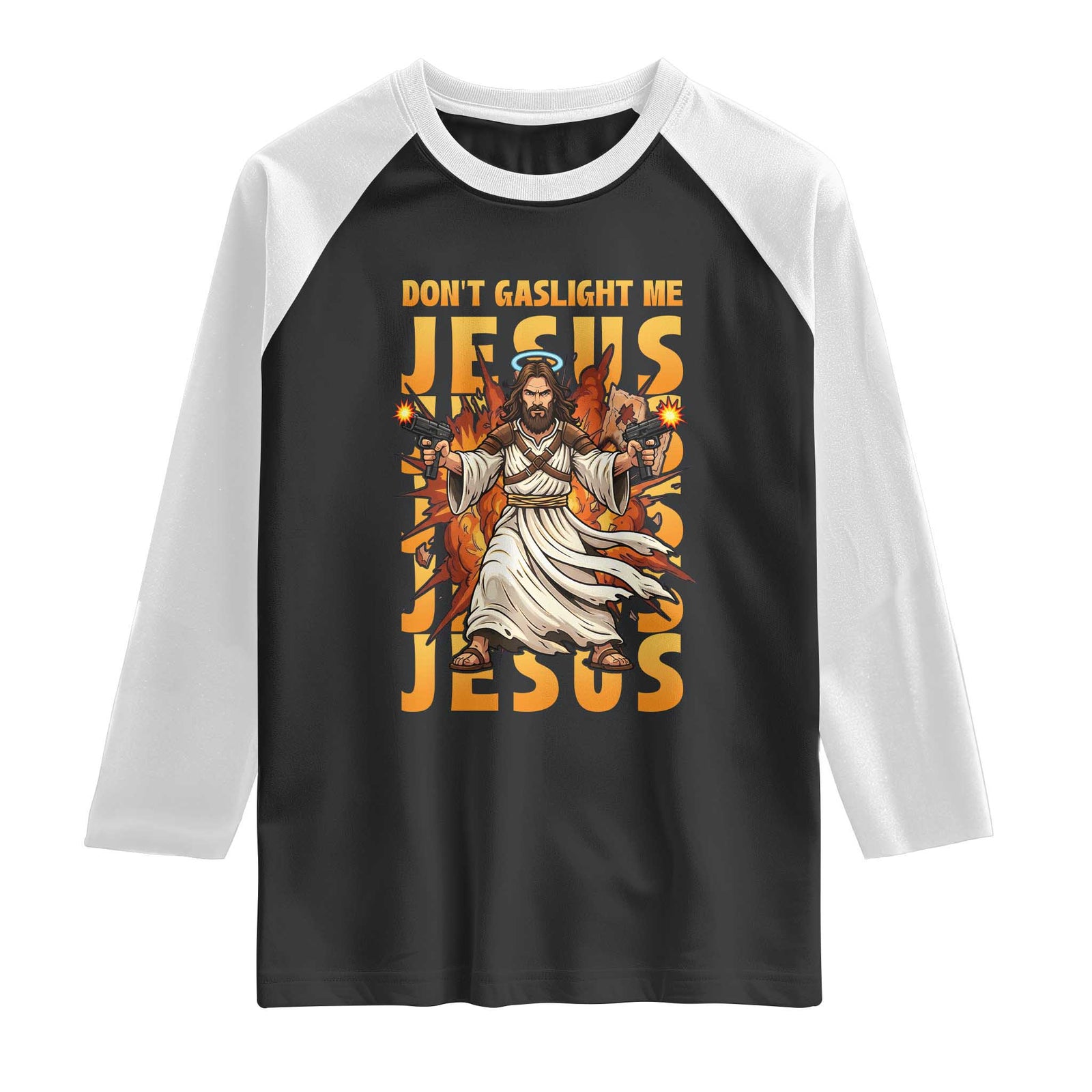 Don't Gaslight Me Jesus Raglan Shirt Funny Princess Cat Christian Meme TS14 Black White Print Your Wear