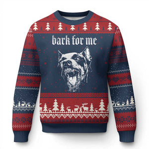 Bark For Me Ugly Christmas Sweater Gothic Dog Graphic TS14 Navy Red Print Your Wear