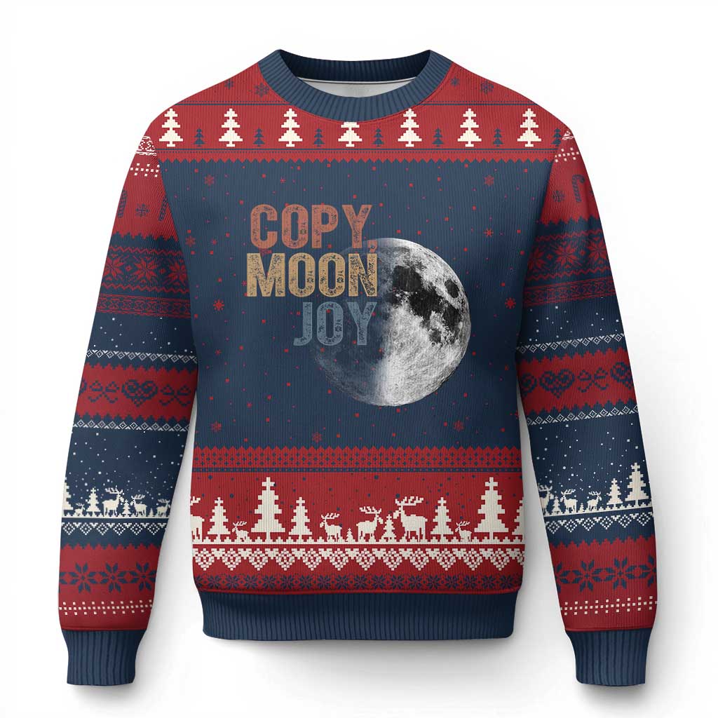 Copy Moon Joy Ugly Christmas Sweater Funny Lunar Quote Graphic TS14 Navy Red Print Your Wear