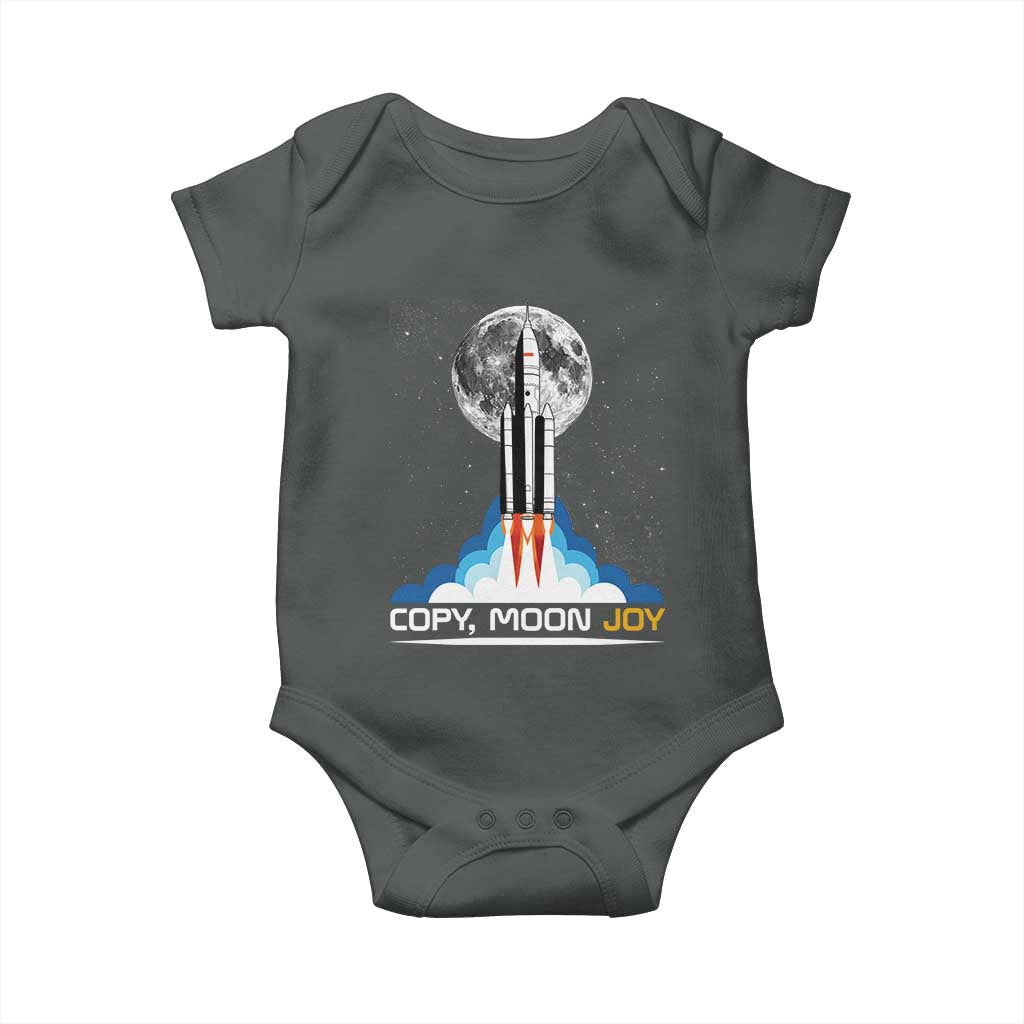 Copy Moon Joy Baby Onesie Rocket Launch Full Moon TS14 Dark Heather Print Your Wear