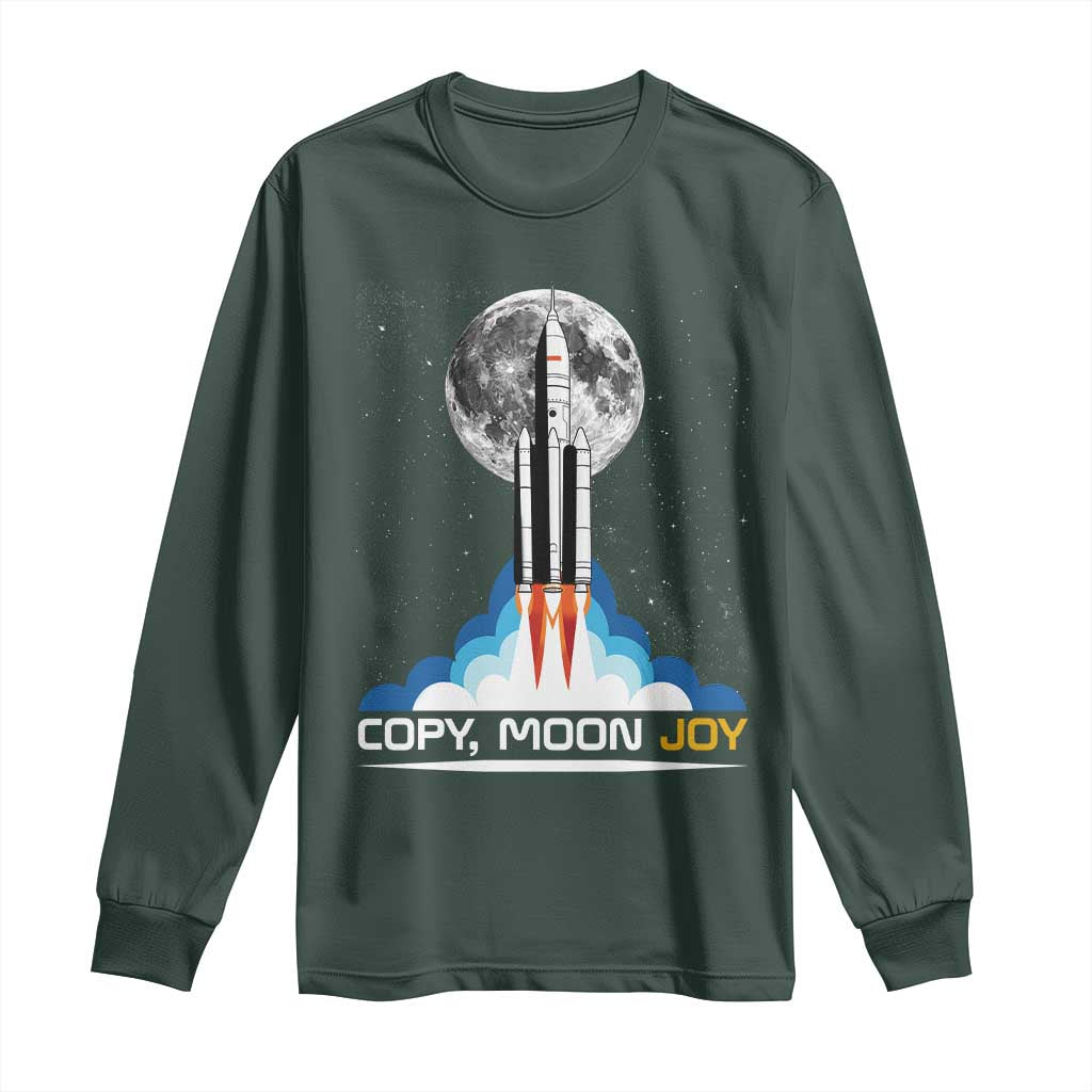 Copy Moon Joy Long Sleeve Shirt Rocket Launch Full Moon TS14 Dark Forest Green Print Your Wear