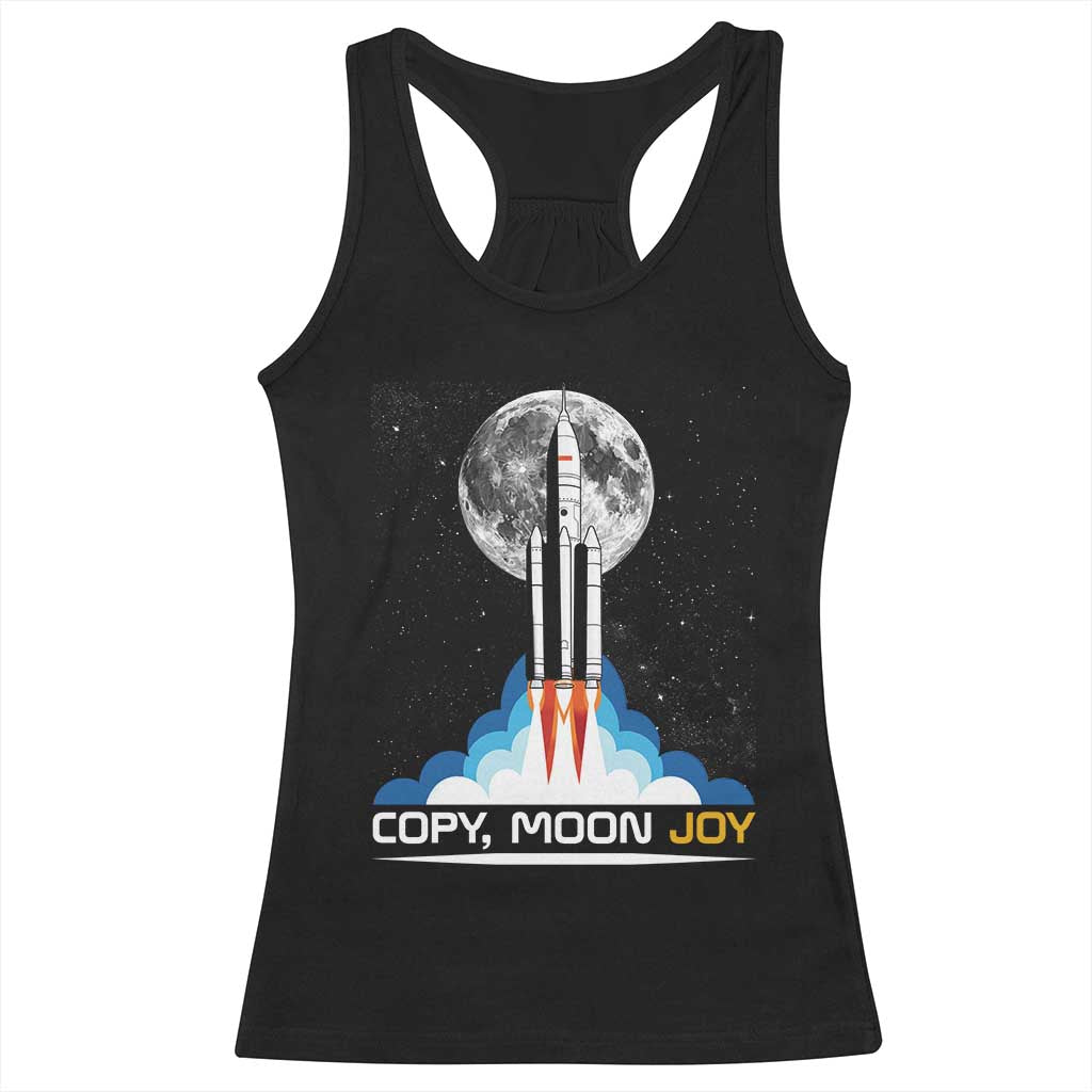 Copy Moon Joy Racerback Tank Top Rocket Launch Full Moon TS14 Black Print Your Wear