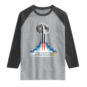 Copy Moon Joy Raglan Shirt Rocket Launch Full Moon TS14 Heather Gray Heather Charcoal Print Your Wear