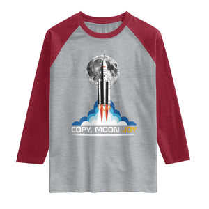 Copy Moon Joy Raglan Shirt Rocket Launch Full Moon TS14 Heather Gray Heather Red Print Your Wear