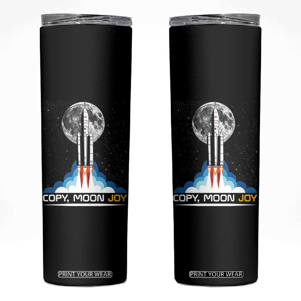 Copy Moon Joy Skinny Tumbler Rocket Launch Full Moon TS14 Black Print Your Wear