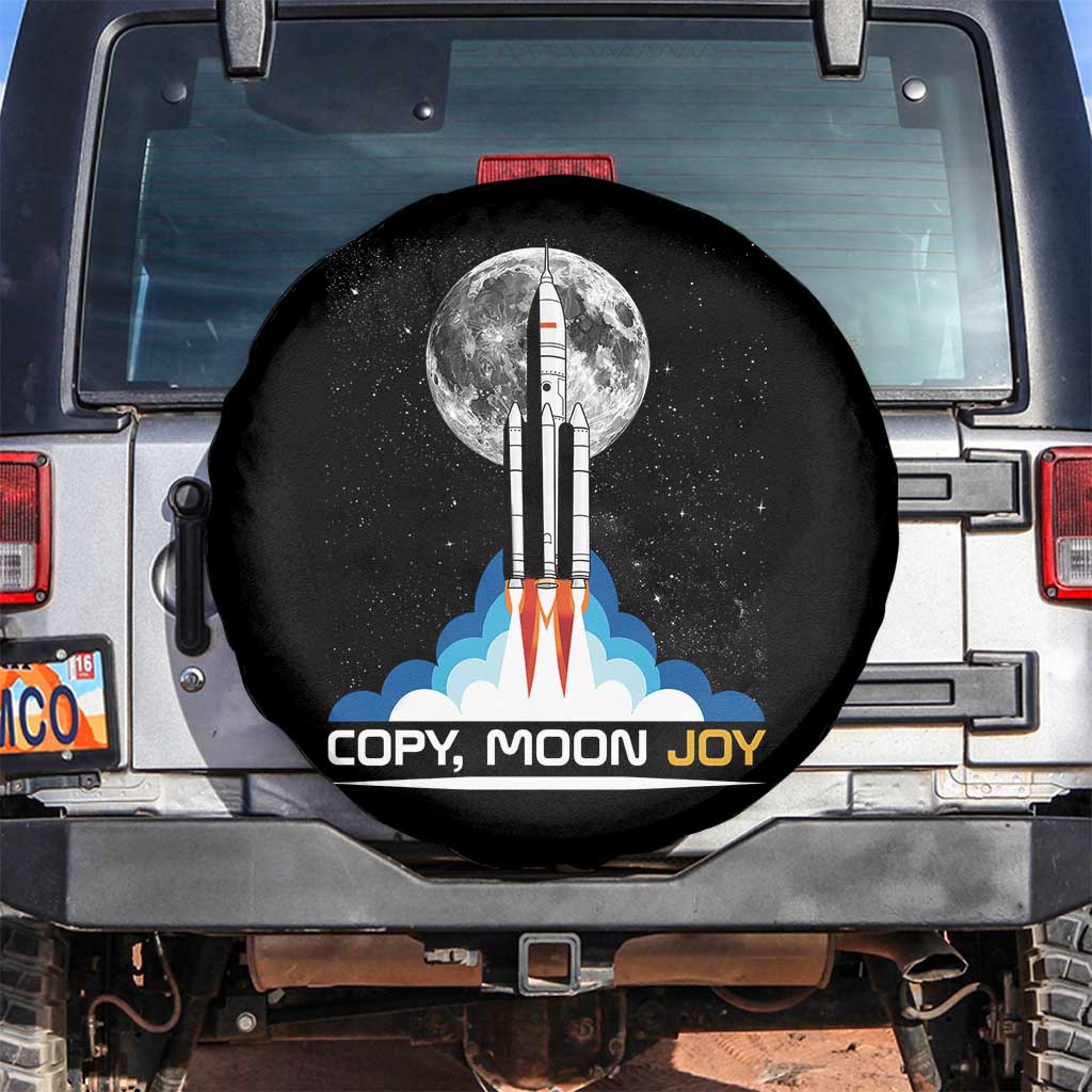 Copy Moon Joy Spare Tire Cover Rocket Launch Full Moon TS14 No hole Black Print Your Wear