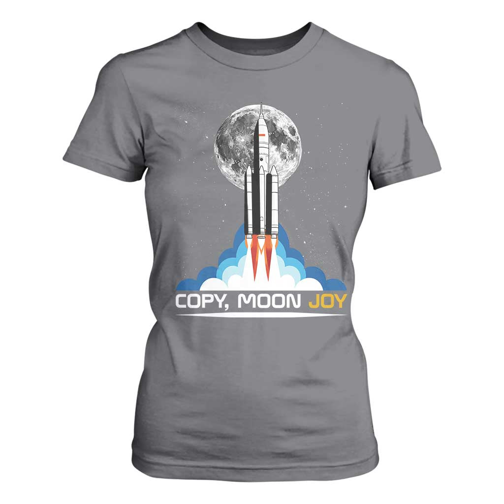 Copy Moon Joy T Shirt For Women Rocket Launch Full Moon TS14 Charcoal Print Your Wear