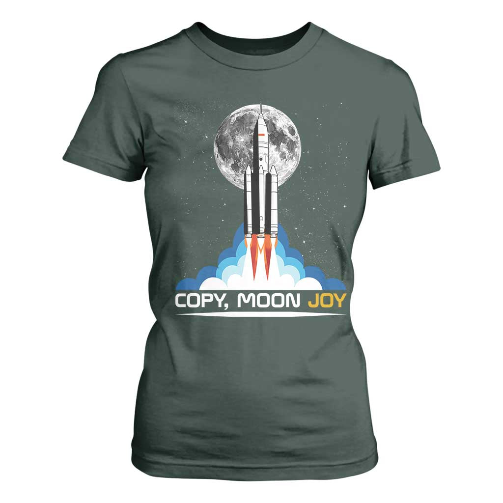 Copy Moon Joy T Shirt For Women Rocket Launch Full Moon TS14 Dark Forest Green Print Your Wear