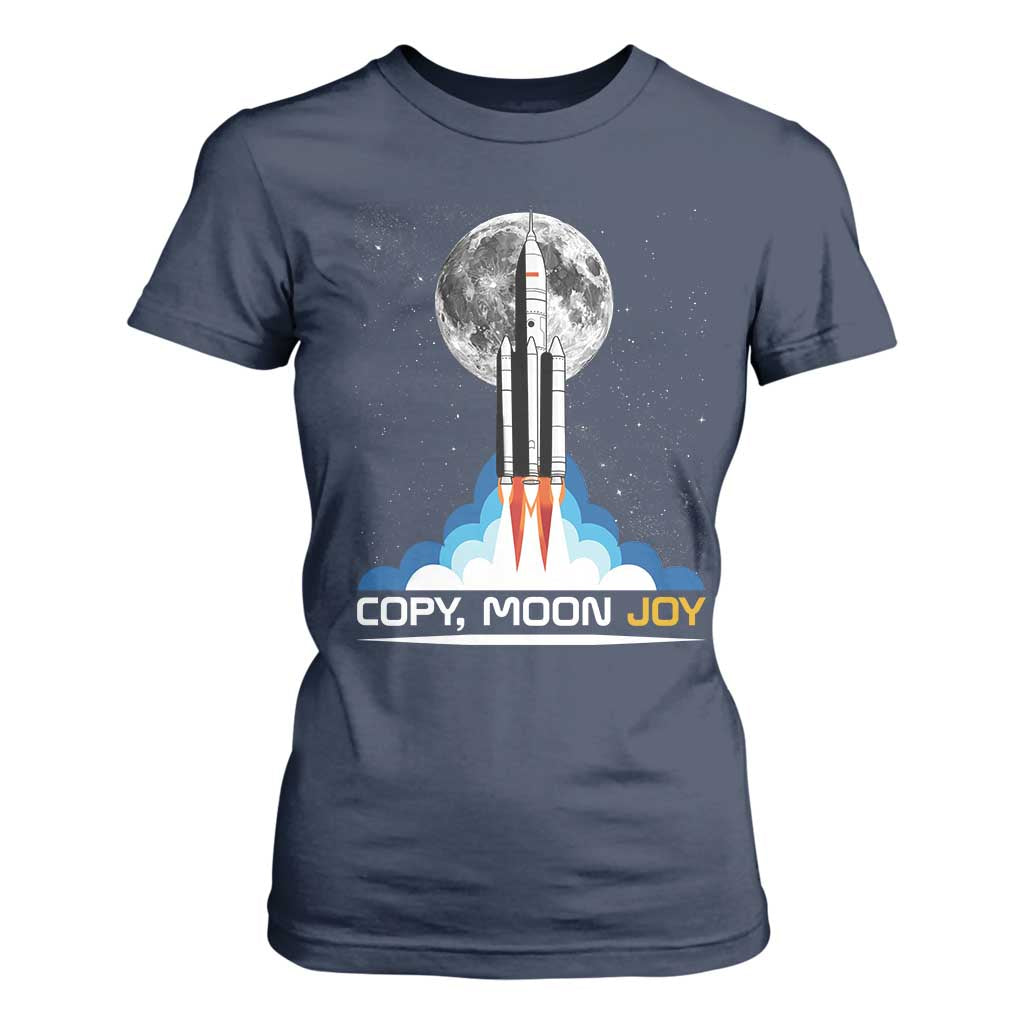 Copy Moon Joy T Shirt For Women Rocket Launch Full Moon TS14 Navy Print Your Wear