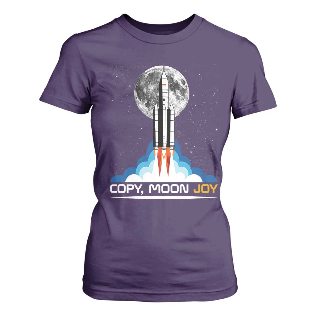 Copy Moon Joy T Shirt For Women Rocket Launch Full Moon TS14 Purple Print Your Wear