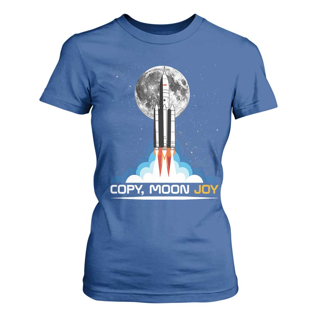 Copy Moon Joy T Shirt For Women Rocket Launch Full Moon TS14 Royal Blue Print Your Wear