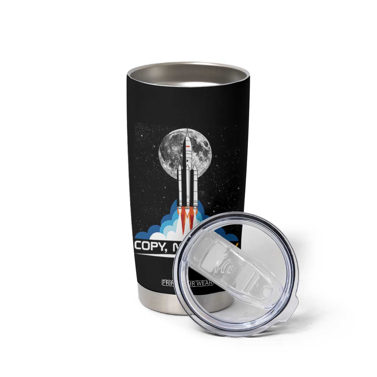 Copy Moon Joy Tumbler Cup Rocket Launch Full Moon TS14 Print Your Wear