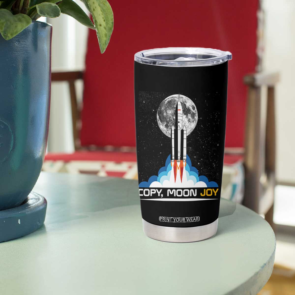 Copy Moon Joy Tumbler Cup Rocket Launch Full Moon TS14 Print Your Wear