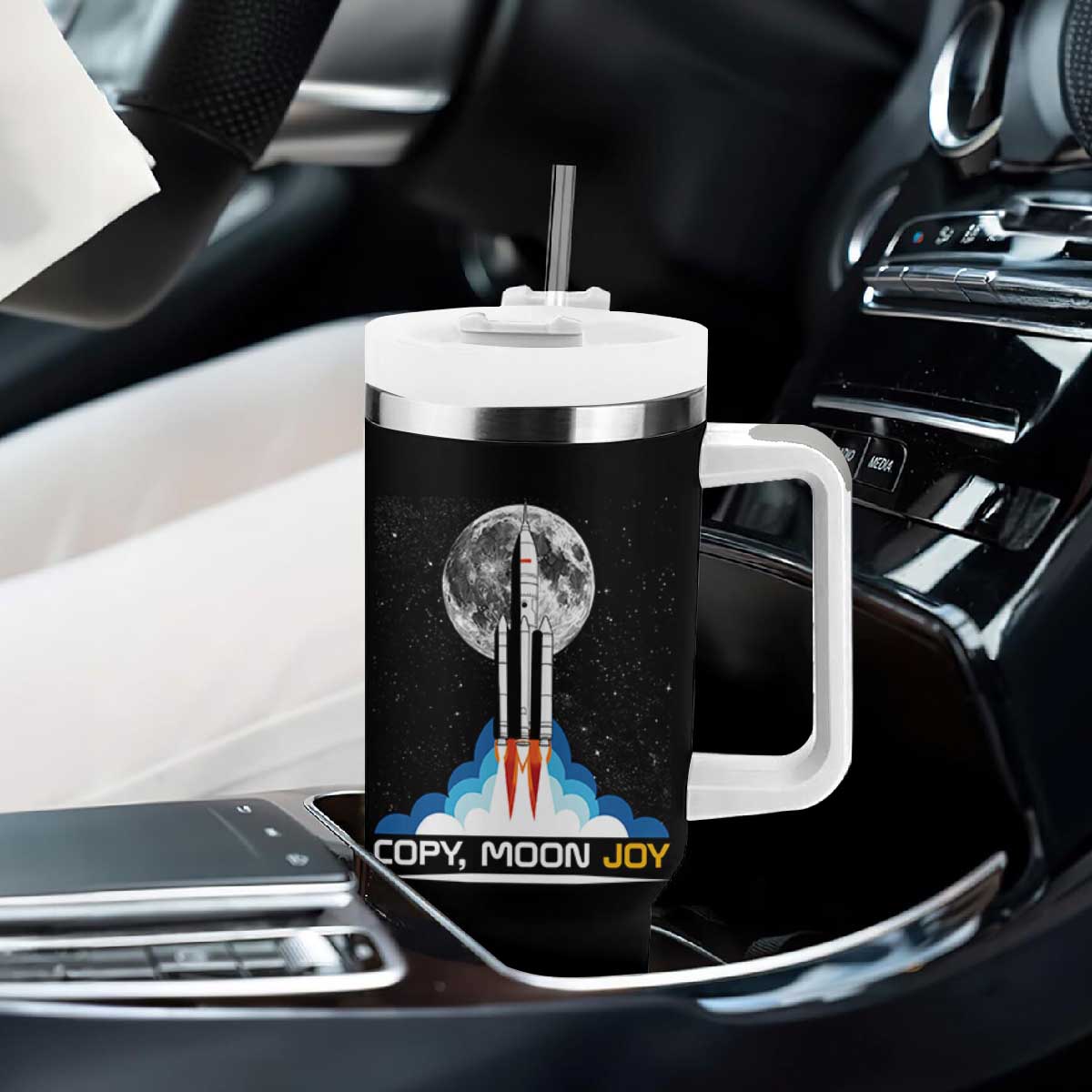 Copy Moon Joy Tumbler With Handle Rocket Launch Full Moon TS14 Print Your Wear