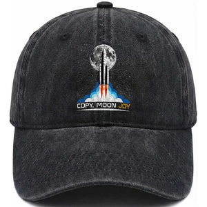 Copy Moon Joy Washed Cotton Baseball Cap Rocket Launch Full Moon TS14 Print Your Wear